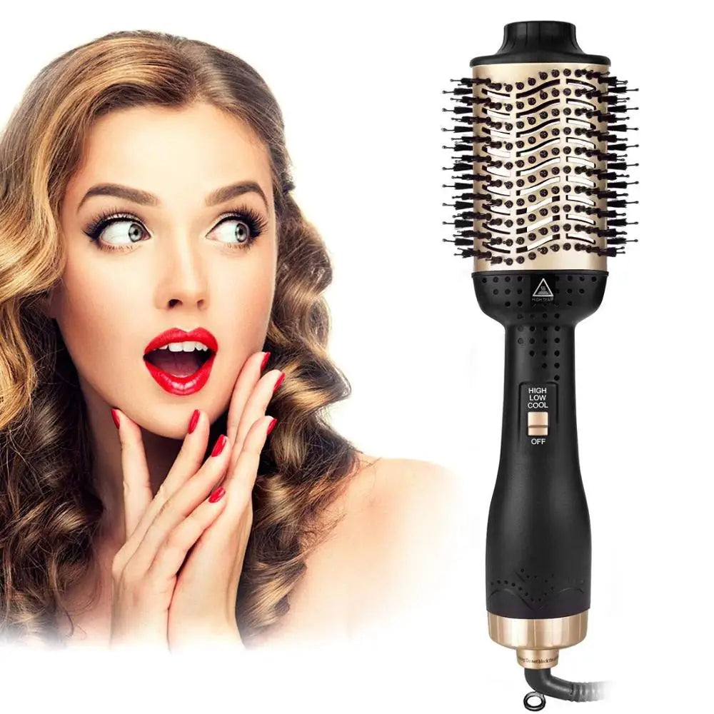 Brosse Soufflante 3-en-1 FJC Beauté - Lisse, Volume et Boucles en 10 Minutes - Anti-Frisottis & Brillance