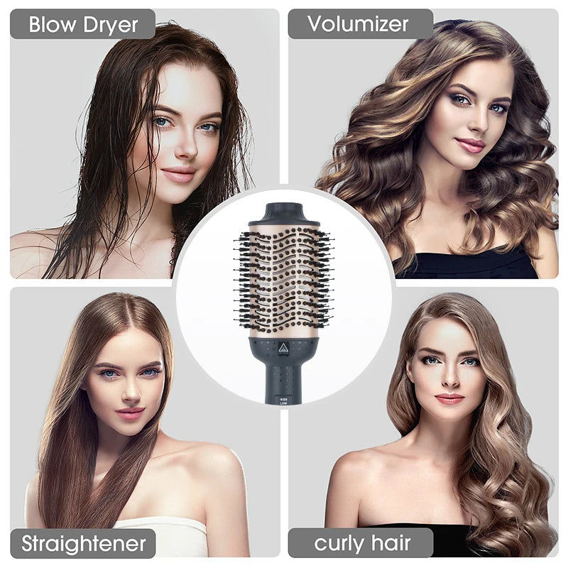Brosse Soufflante 3-en-1 FJC Beauté - Lisse, Volume et Boucles en 10 Minutes - Anti-Frisottis & Brillance