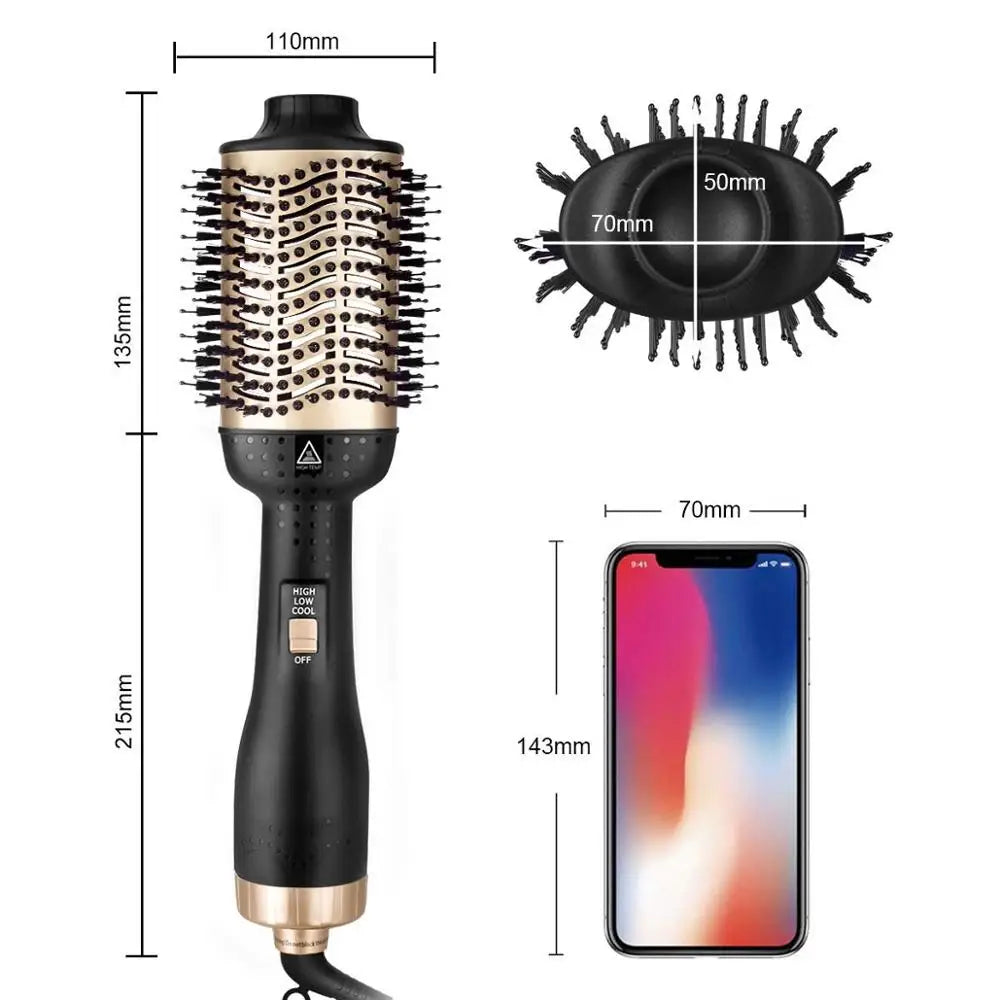 Brosse Soufflante 3-en-1 FJC Beauté - Lisse, Volume et Boucles en 10 Minutes - Anti-Frisottis & Brillance