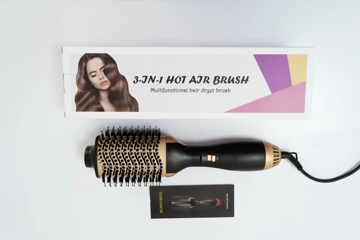 Brosse Soufflante 3-en-1 FJC Beauté - Lisse, Volume et Boucles en 10 Minutes - Anti-Frisottis & Brillance
